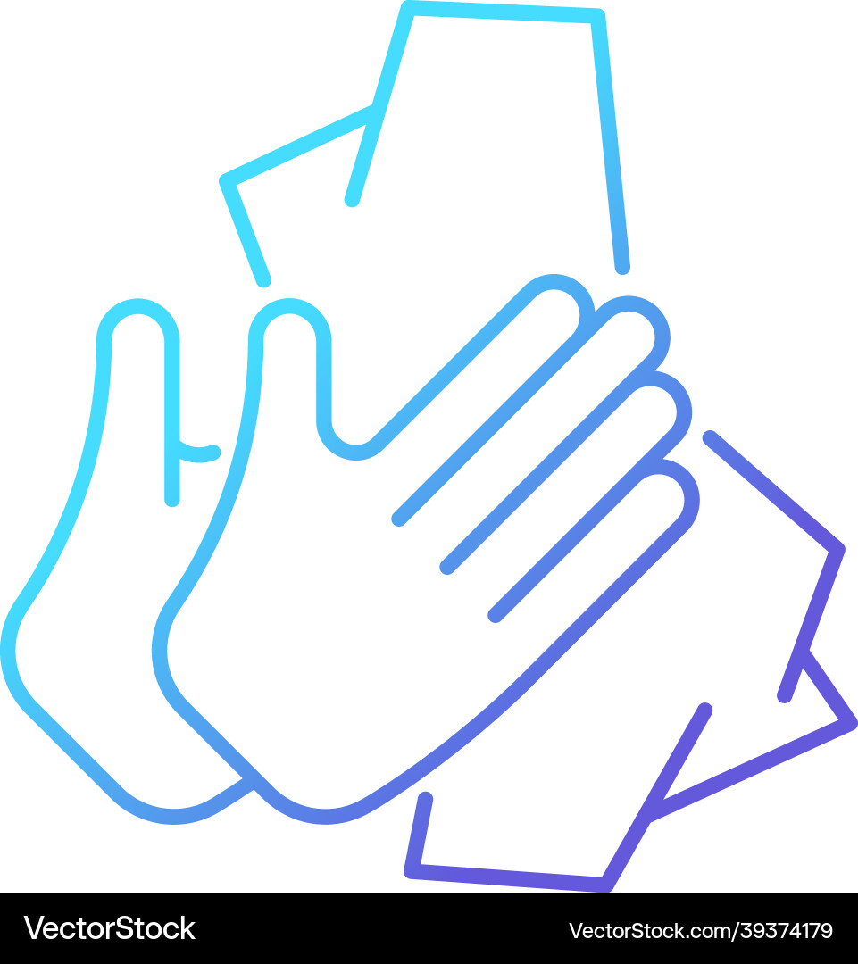 Dry hands with tissue gradient linear icon Vector Image