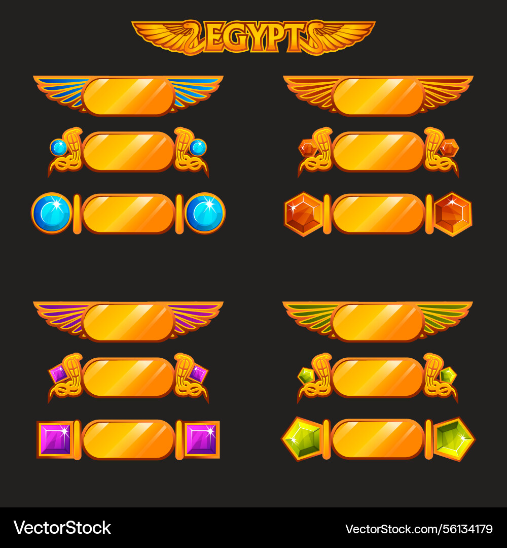 Egyptian game ui icon of border or buttons vector image