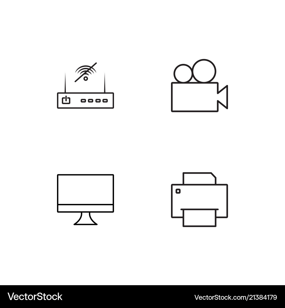 Electrical devices linear icons set simple vector image