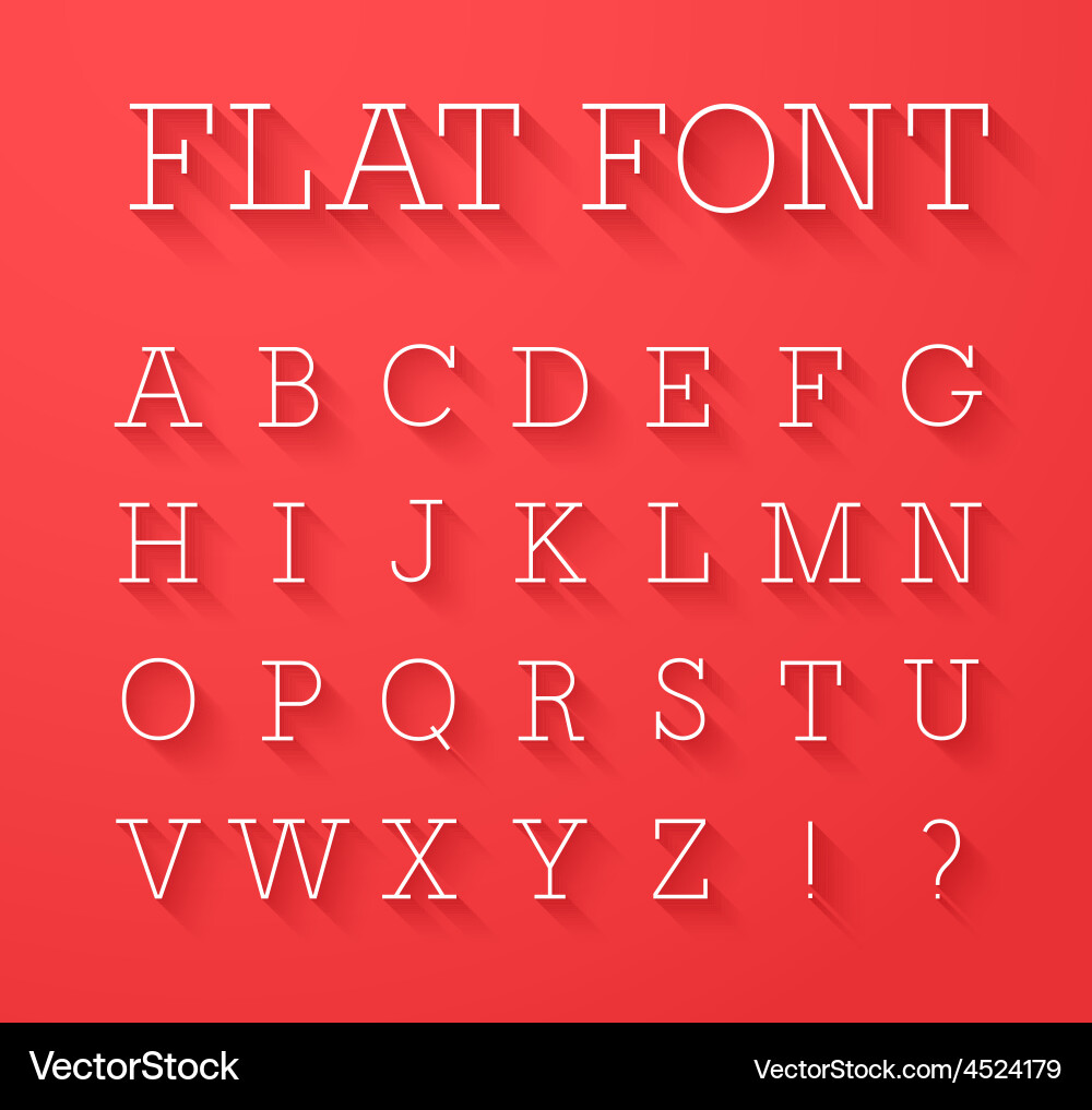 Flat font with shadow effect vector image