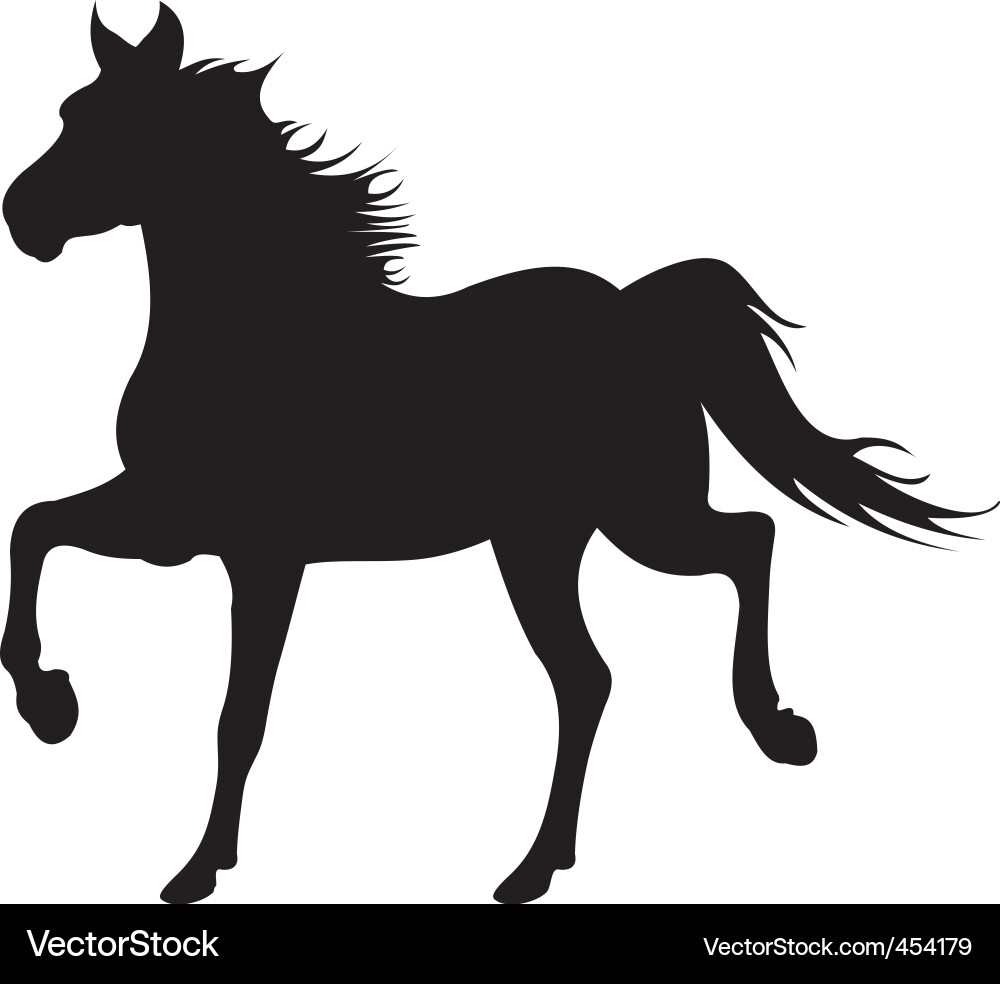 Horse Silhouette - Black and White Vector Image