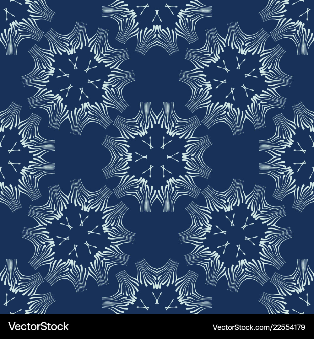 Indigo blue floral seamless pattern hand Indigo blue floral seamless pattern hand vector image