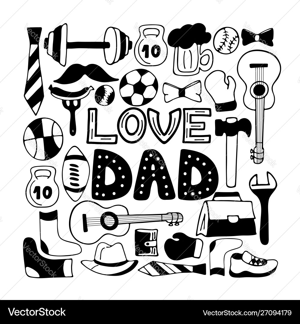 Liebe Papa Urlaubsbanner in doodle style mens Liebe Papa Urlaubsbanner in doodle style mens vektorbild