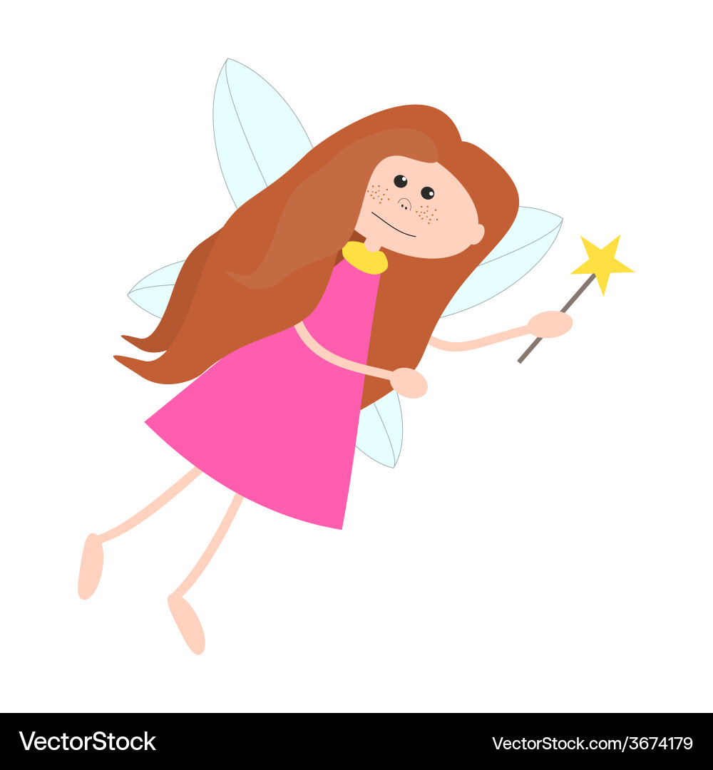 Little cute fairy girl with long hair vector image