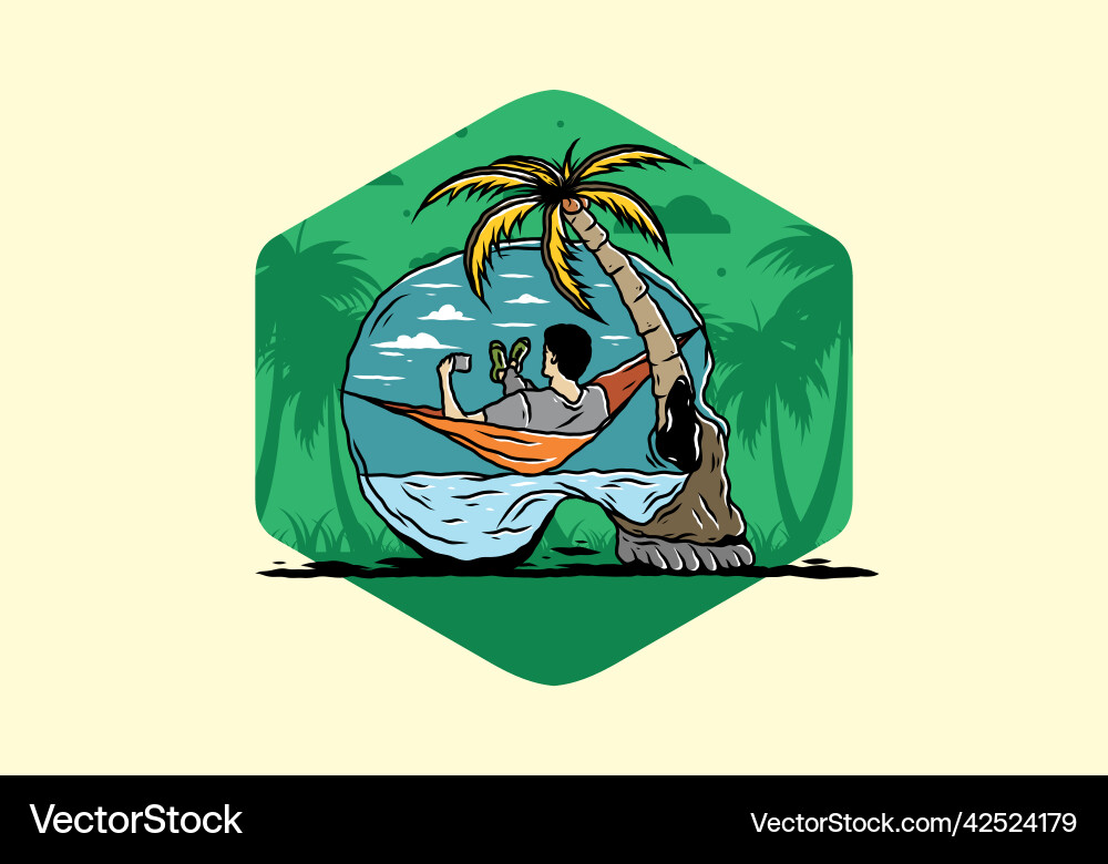 Man on hammock in skull shape Man on hammock in skull shape vector image