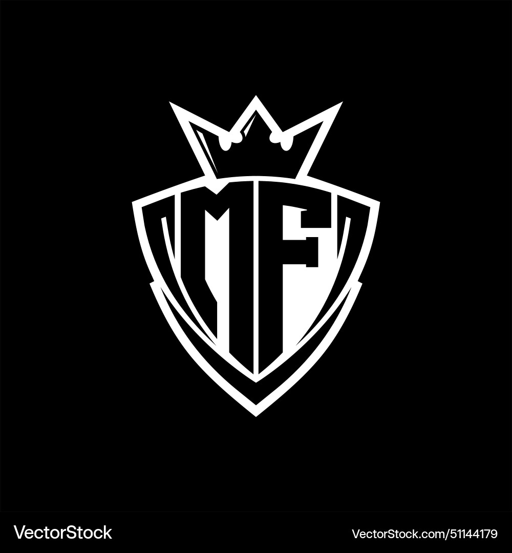 Mf letter logo with sharp triangle shield shape Vector Image