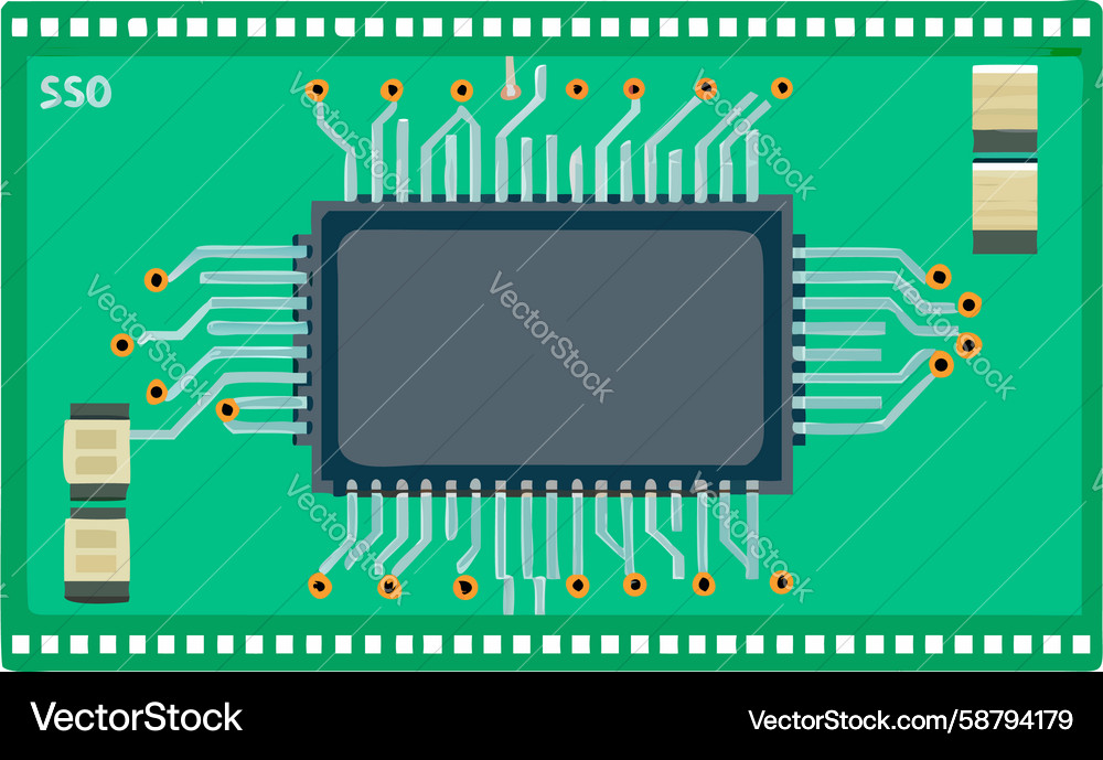 Microchip on circuit board design Vector Image