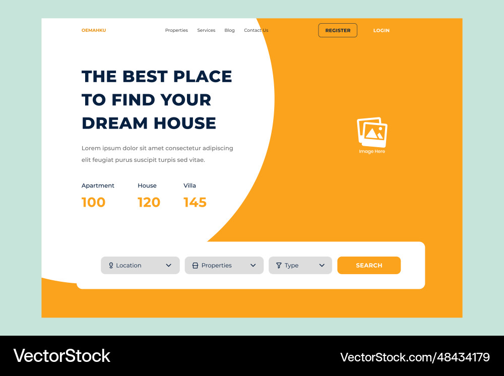 Property website ui design template Vector Image