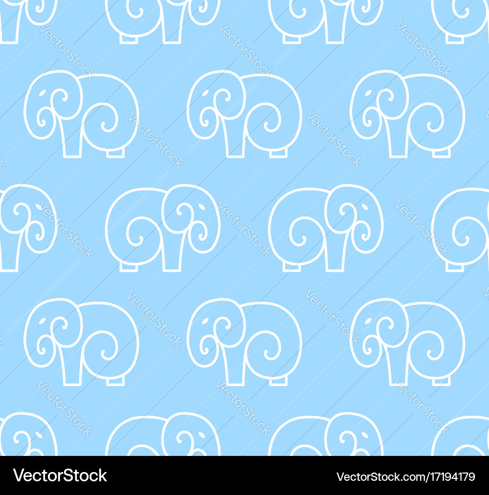 Seamless pattern of simple elephant one line art Vector Image