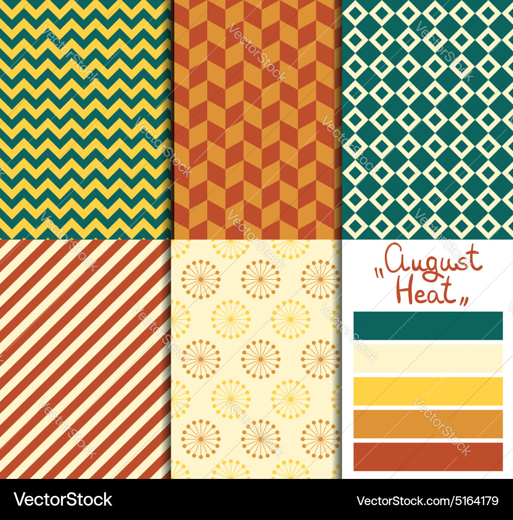Set of 5 simple seamless geometric patterns rose vector image