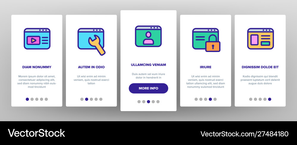 Browser internet web site pages onboarding set Browser internet web site pages onboarding set vector image