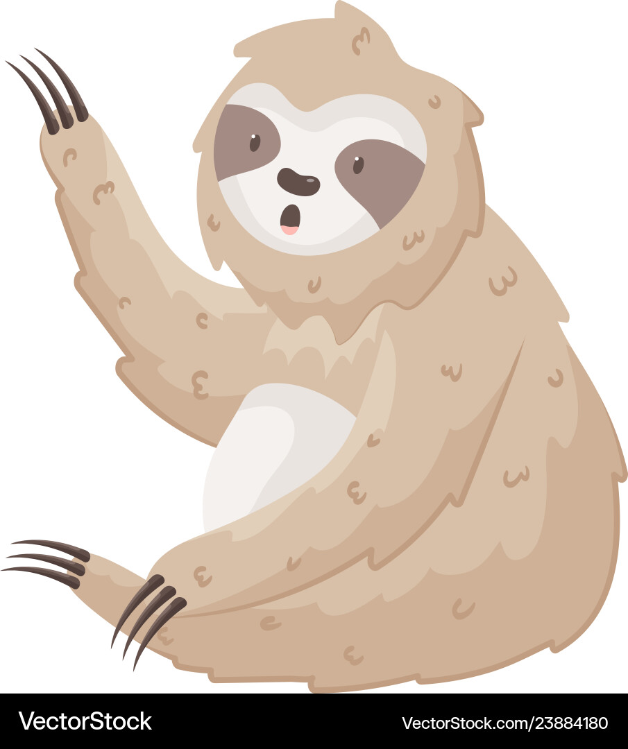 Cute sloth waves paw hello sitting on the ground Cute sloth waves paw hello sitting on the ground vector image