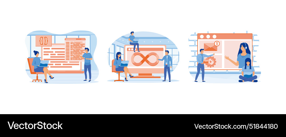 Developers and devops concept technical support vector image