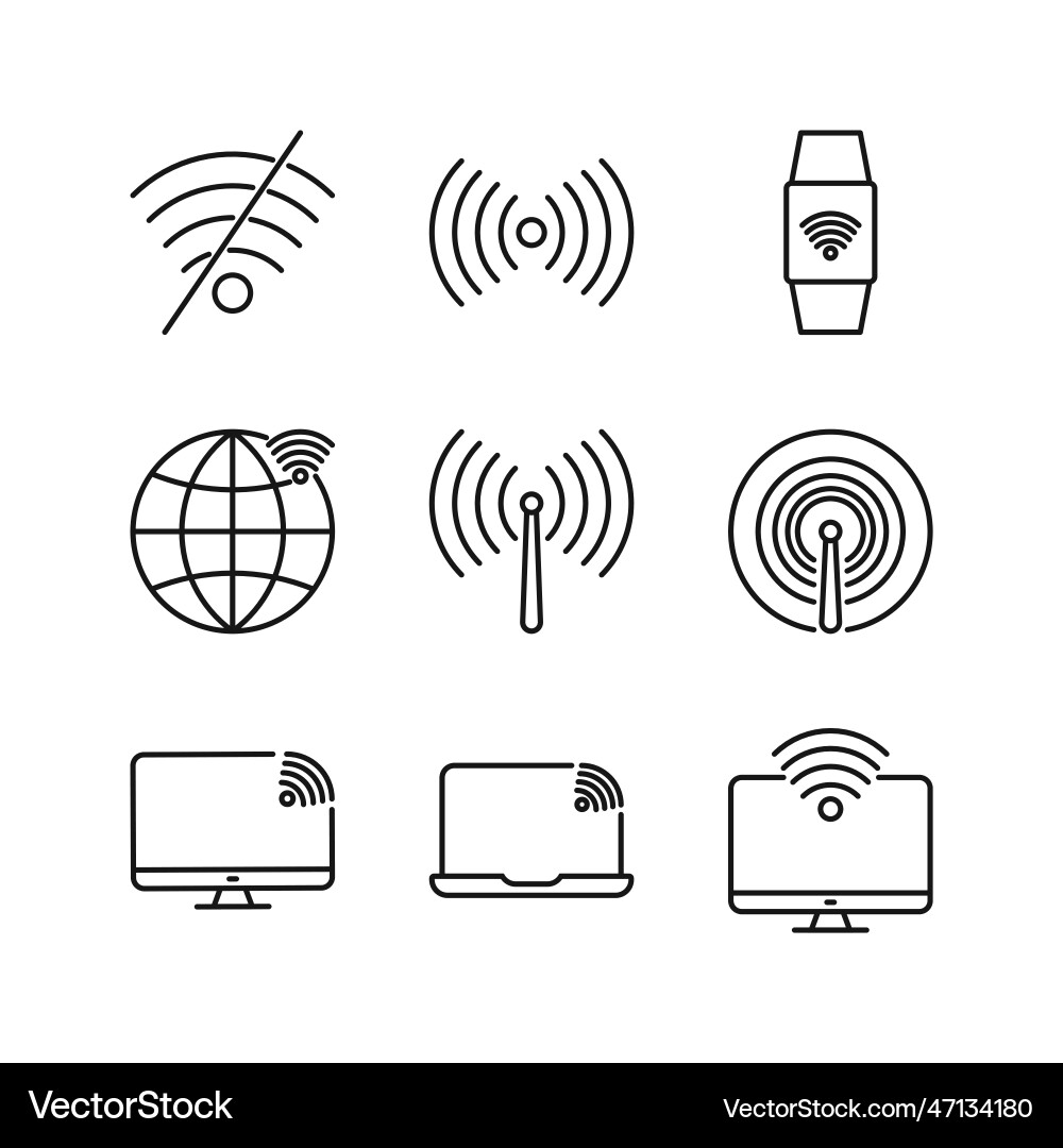 Editable set icon of wireless connection isolated vector image