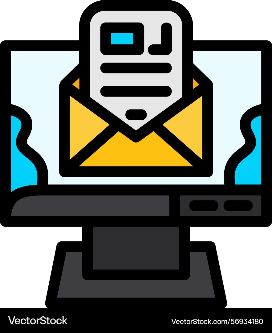 Email open rate line filled style icon design vector image