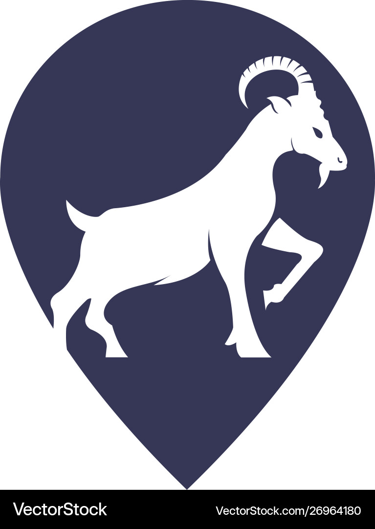 Goat logo with gps pointer design Goat logo with gps pointer design Vector Image