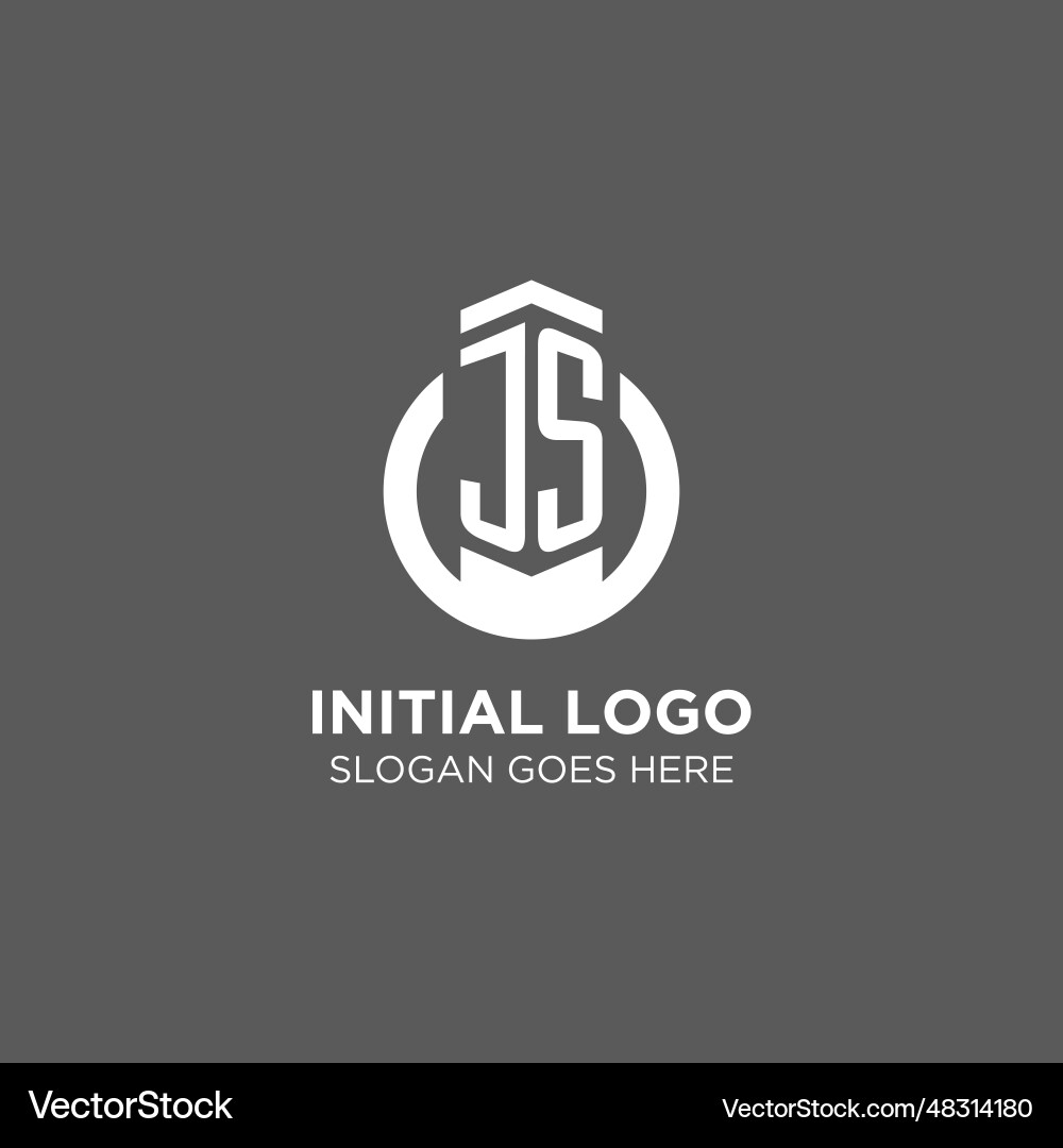Initial js circle round line logo abstract vector image