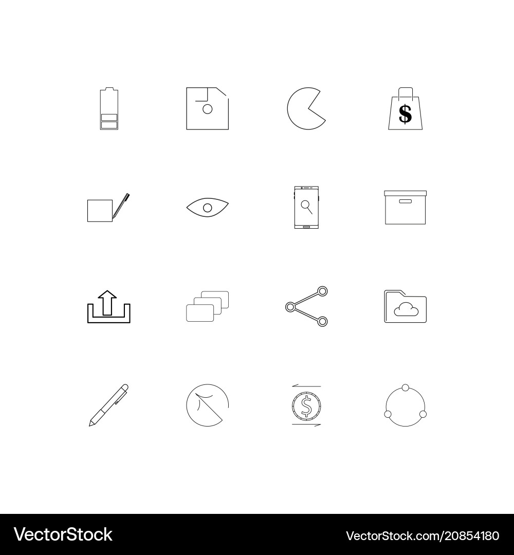Interface linear thin icons set outlined simple vector image