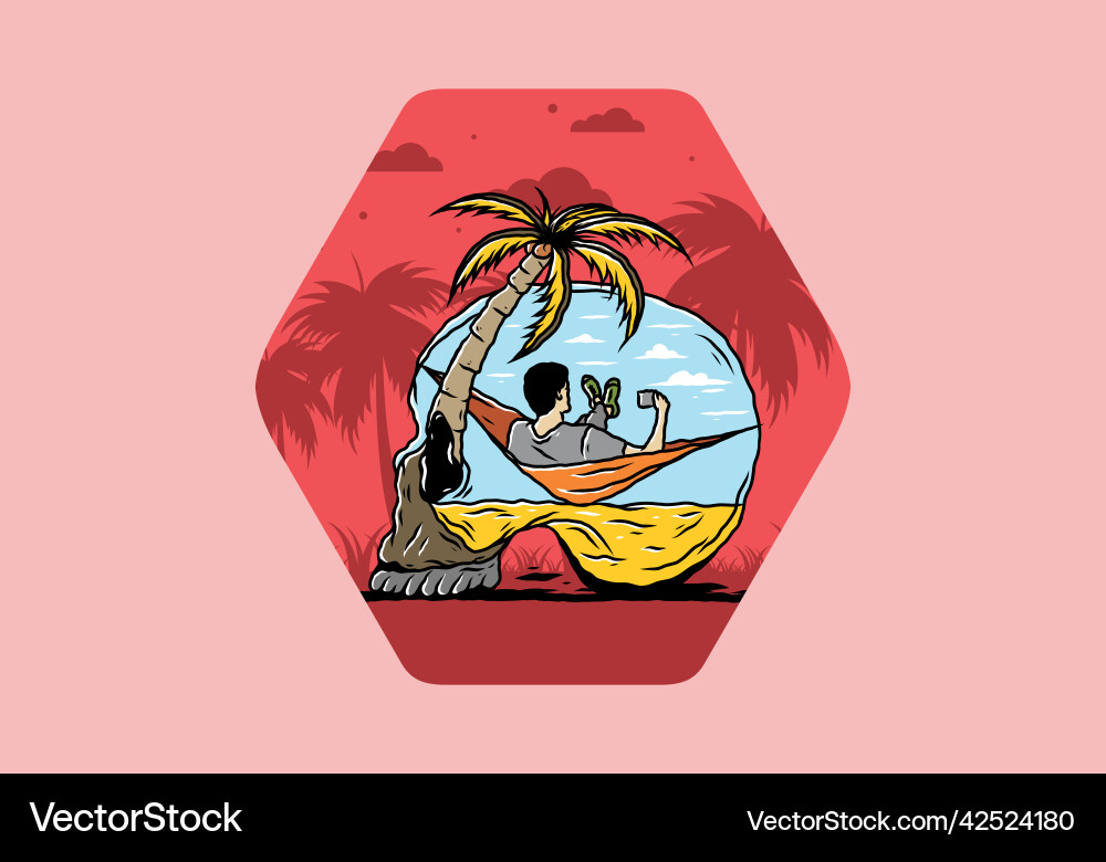 Man on hammock in skull shape Man on hammock in skull shape vector image