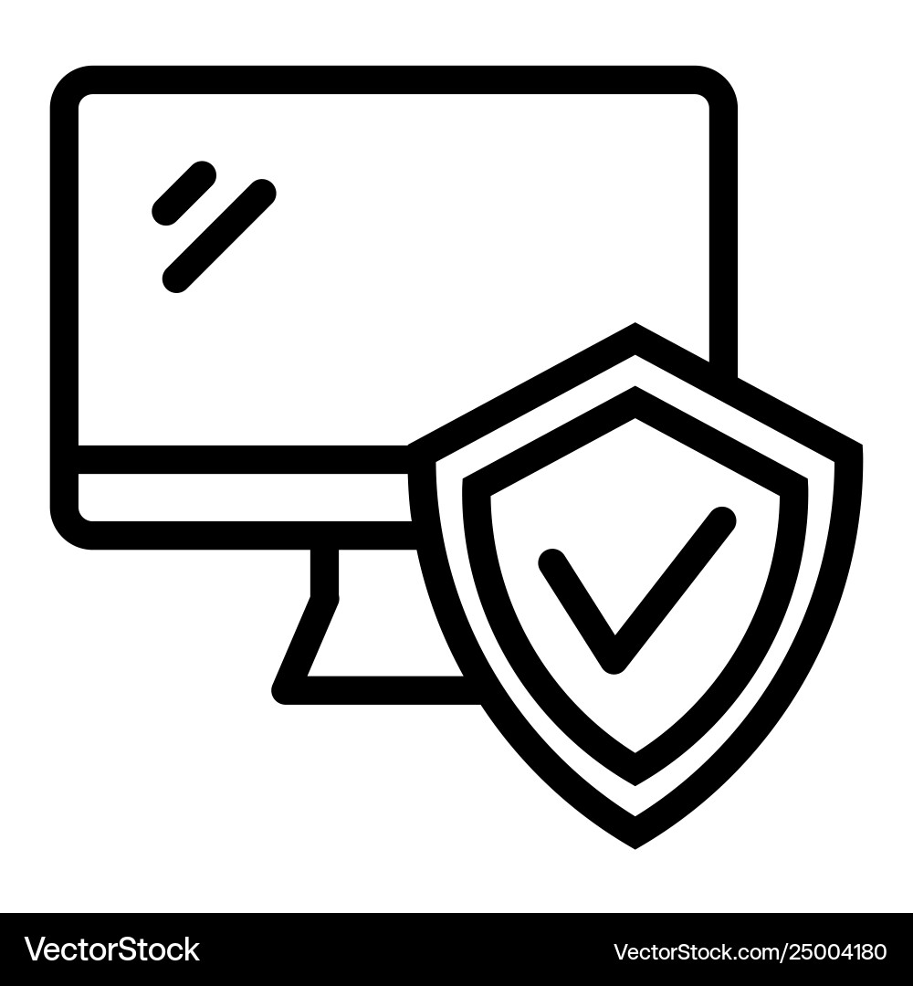 Monitor with approve checkmark in shield line Monitor with approve checkmark in shield line vector image