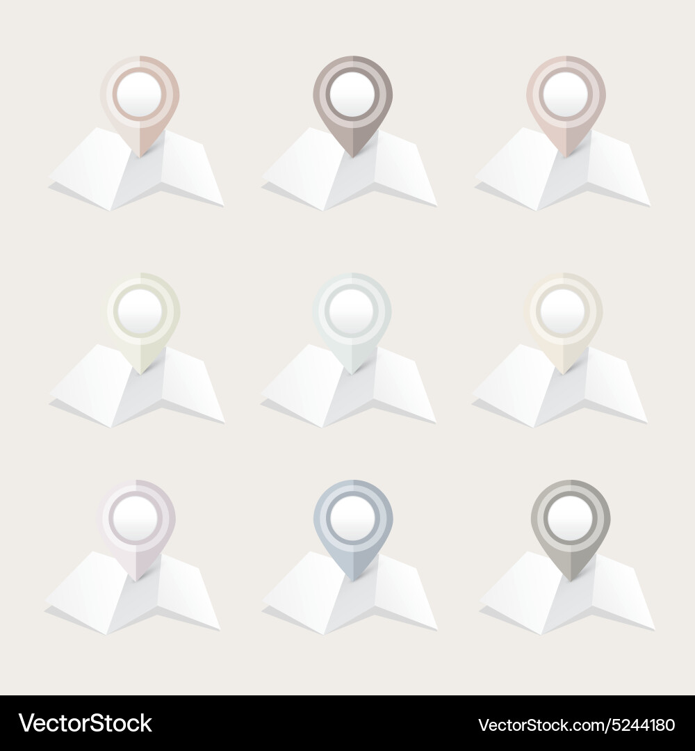 Pastel location map pointer icon collection vector image