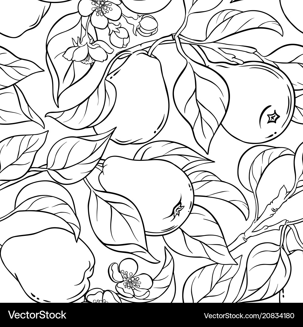 Pear Branch Seamless Pattern Vector Image