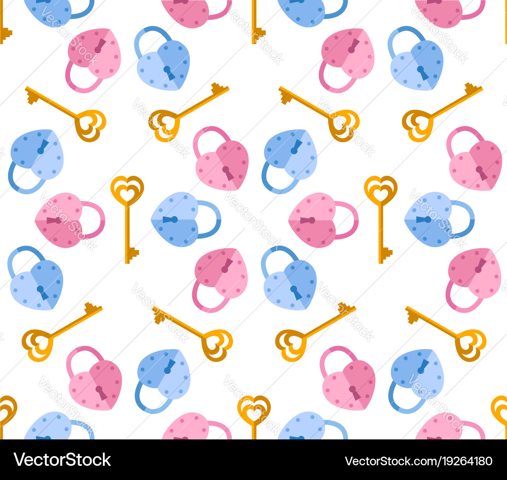 Seamless pattern from padlock key with heart Vector Image