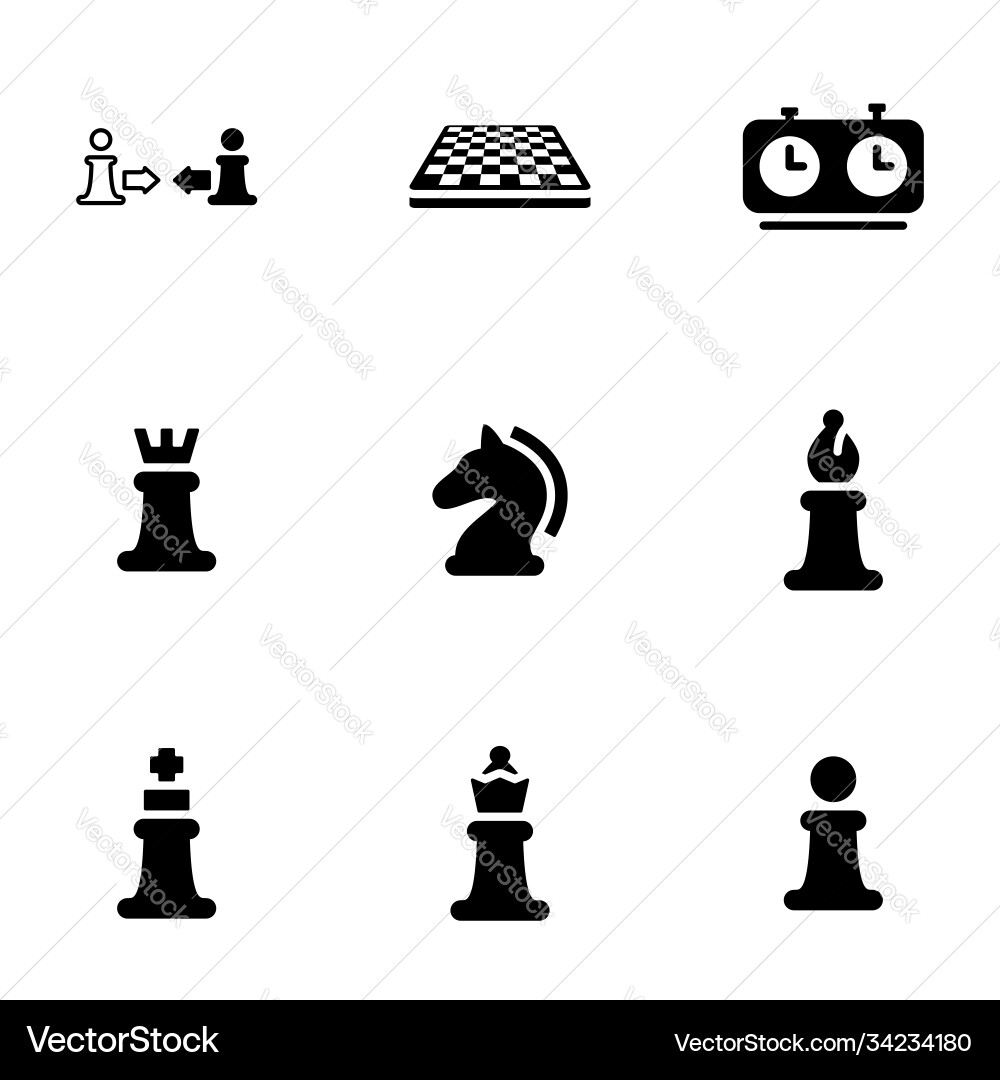 Set simple icons on a theme game chess Vector Image