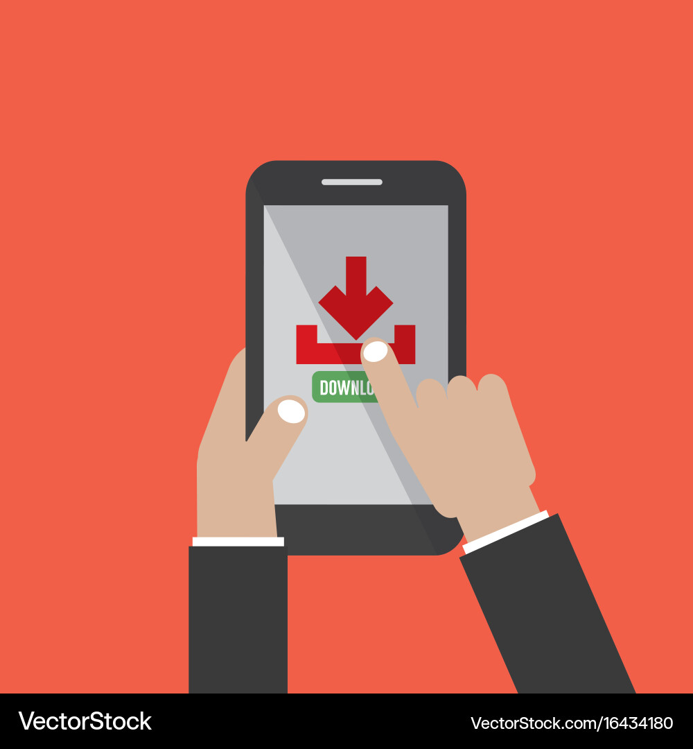 Smartphone with file download button on the screen Vector Image