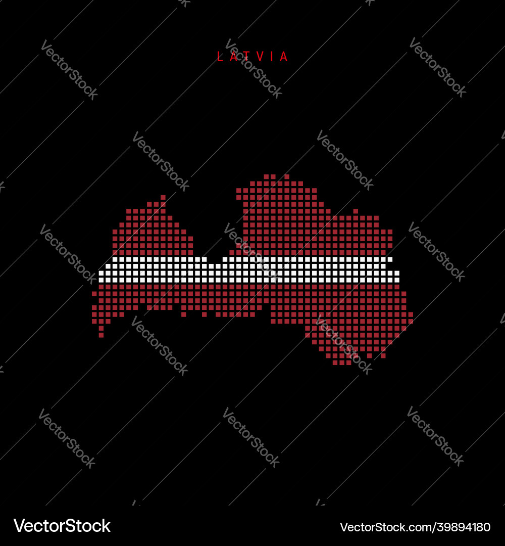 Square dots pattern map of latvia dotted pixel vector image