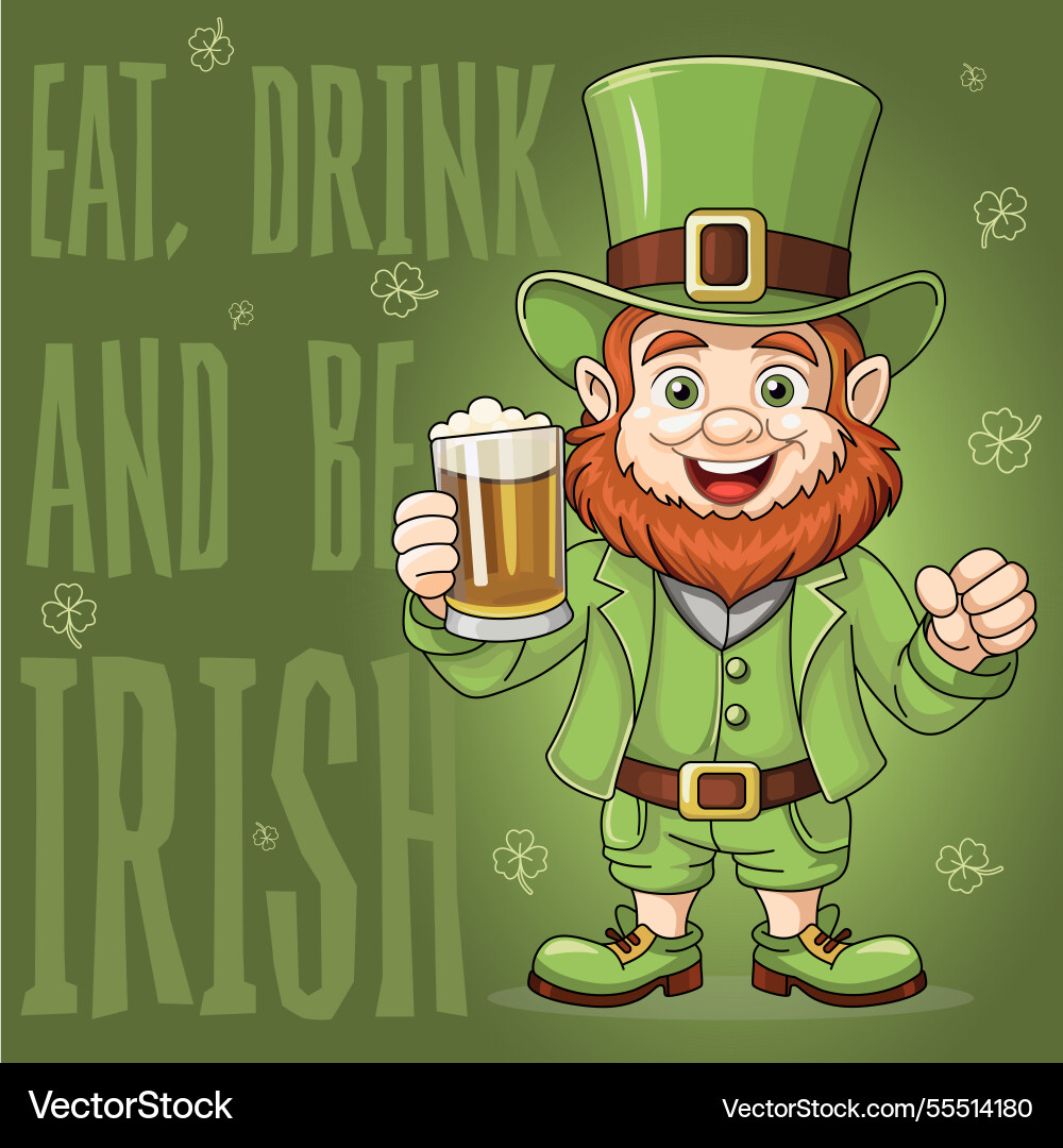 St patricks day message design with a jolly St patricks day message design with a jolly vector image