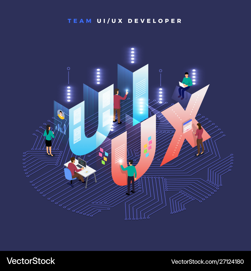 Teamwork ui ux developer Teamwork ui ux developer vector image