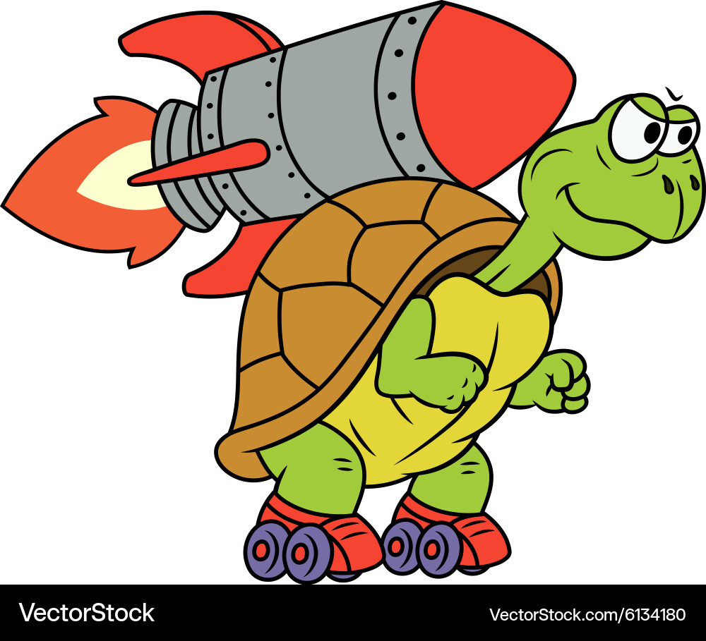 Turtle with Rocket Jetpack vector image