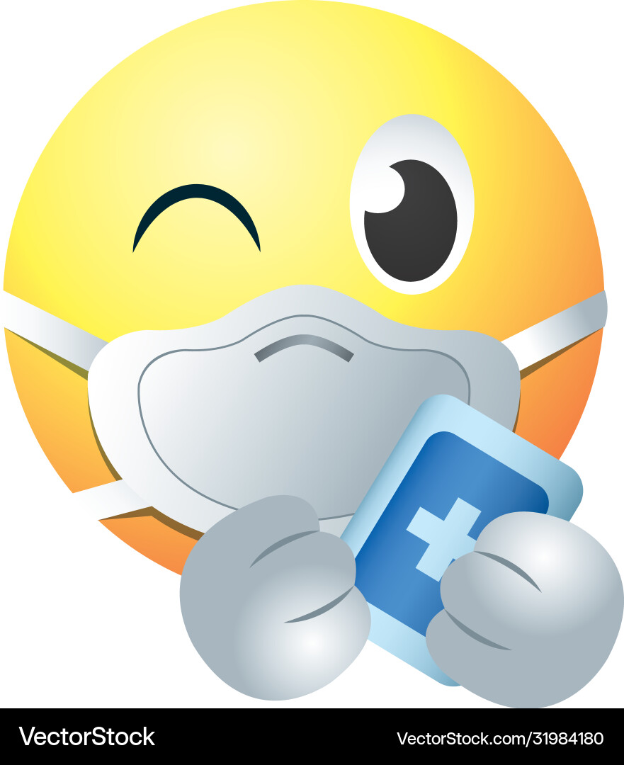 Wink emoji with mask gradient style icon vector image