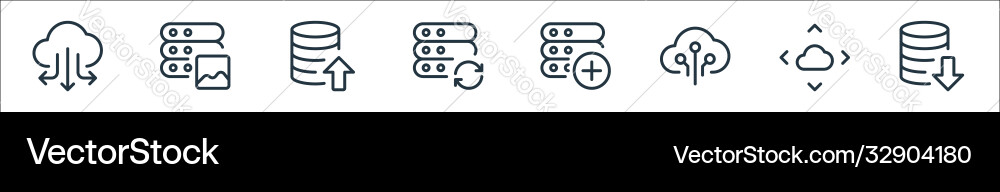 Work office server line icons linear set quality Work office server line icons linear set quality vector image