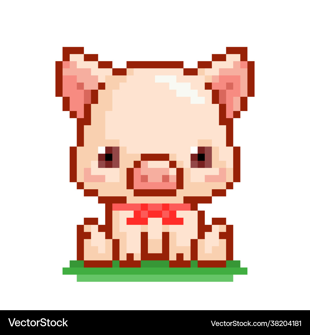 8-bit Pixel Pig Character vector image