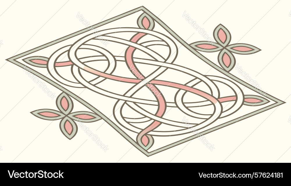Abstract circular pattern with floral elements vector image