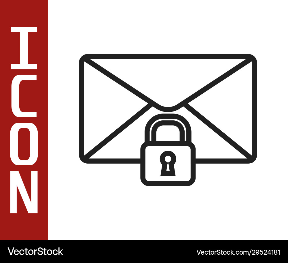 Black line mail message lock password icon Black line mail message lock password icon vector image