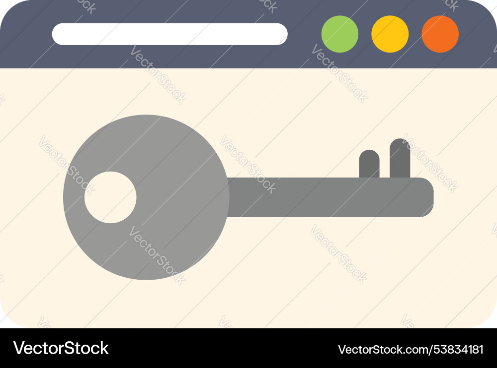 Browser tab showing key representing online Browser tab showing key representing online vector image