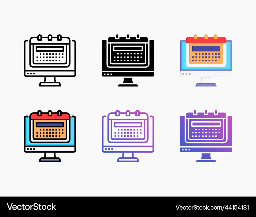 Calendar icon set with different styles Calendar icon set with different styles vector image