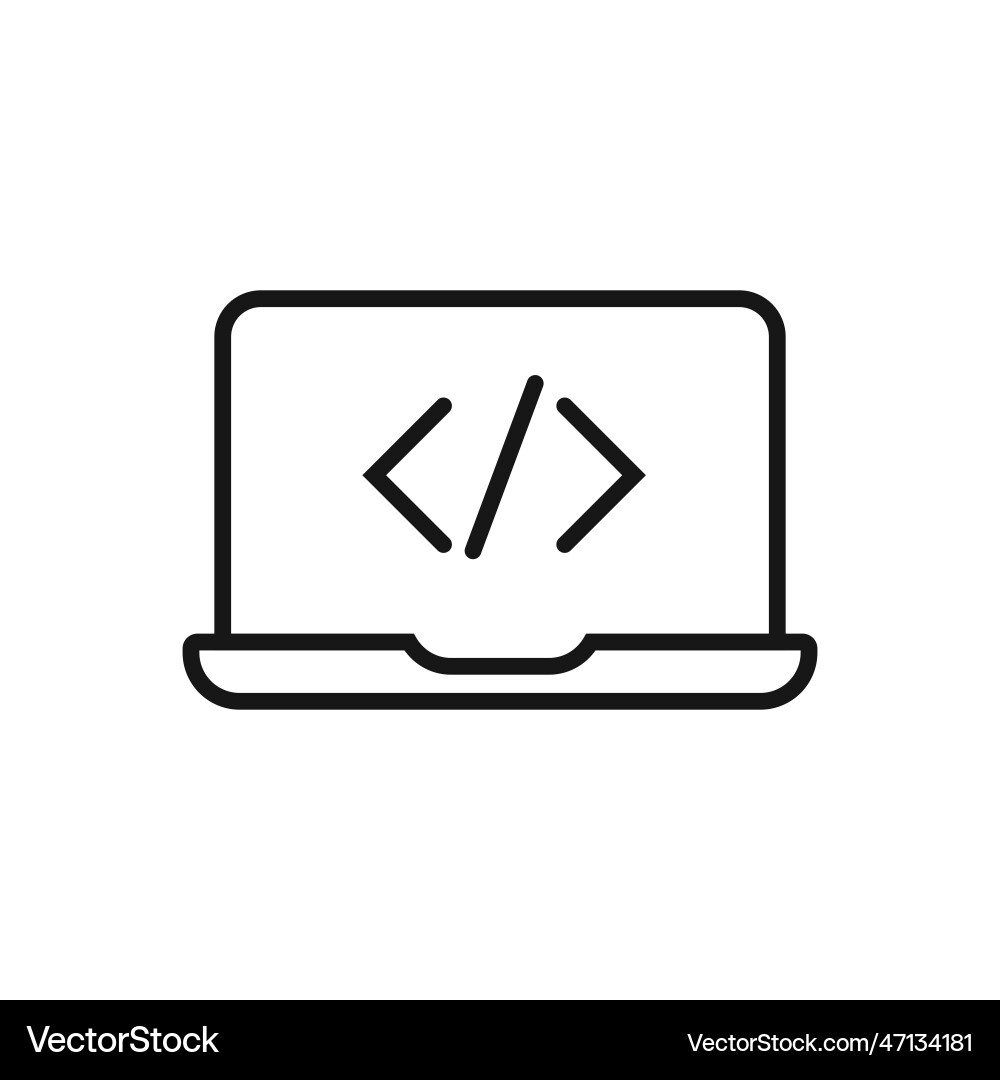 Editable icon of learn code isolated on white Editable icon of learn code isolated on white vector image