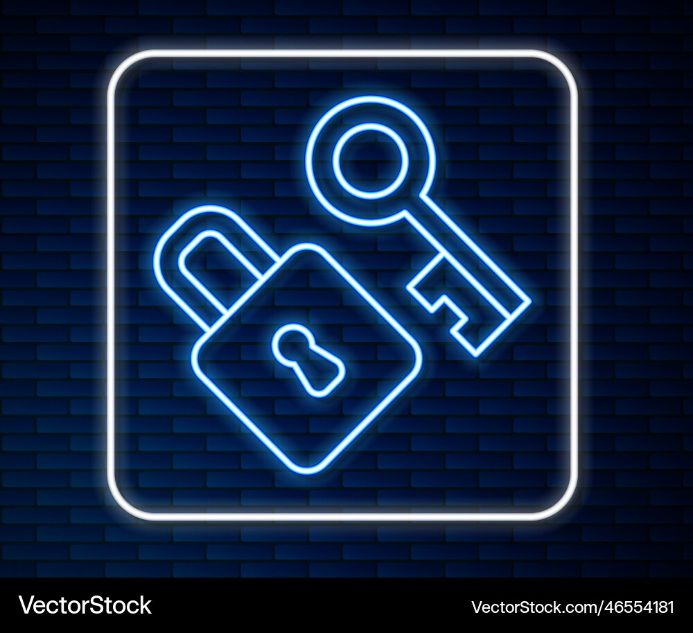 Glowing neon line lock with key icon isolated Glowing neon line lock with key icon isolated vector image