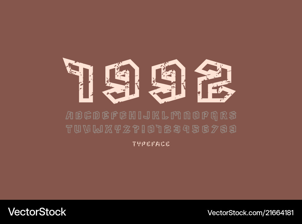 Hollow sans serif font in military style vector image