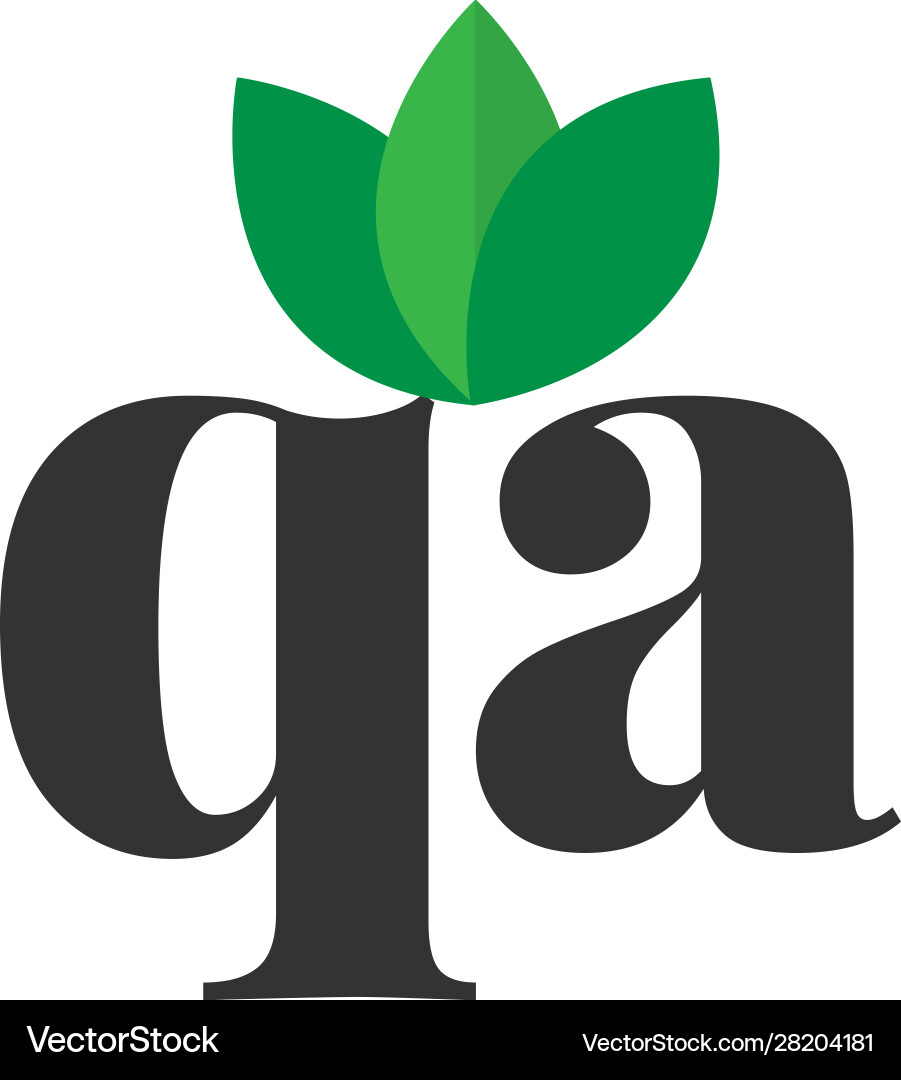 Initial letter qa green leaf logo design template Vector Image