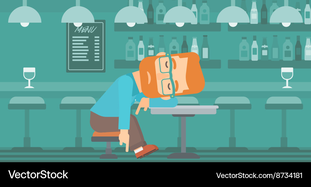 Man sleeping in bar Vector Image