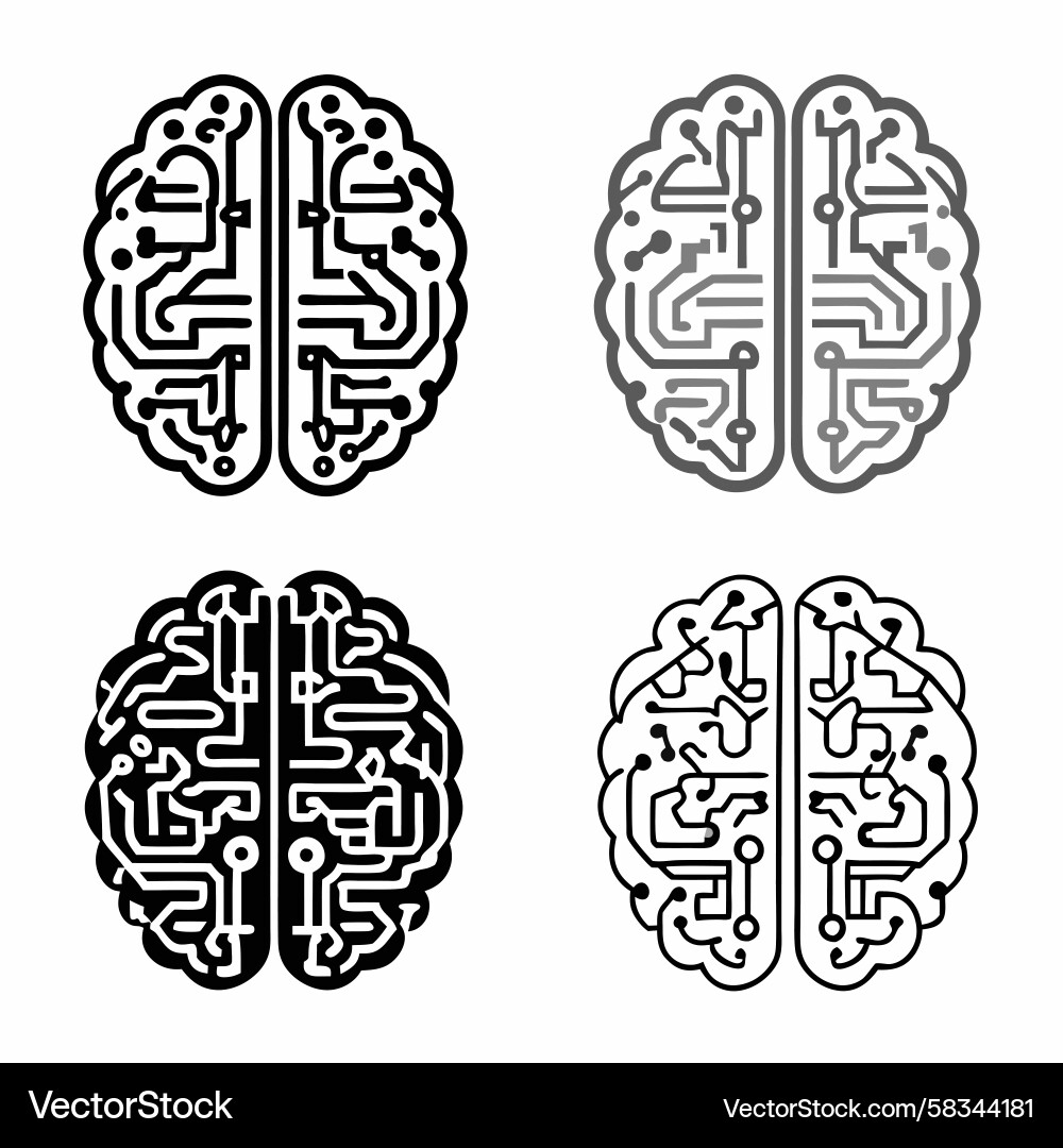 Neural Circuit Brain Icons Vector Image