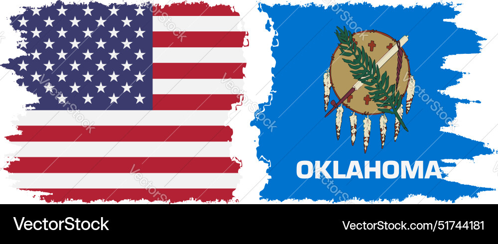 Oklahoma Staat und usa grunge flags Verbindung Oklahoma Staat und usa grunge flags Verbindung vektorbild