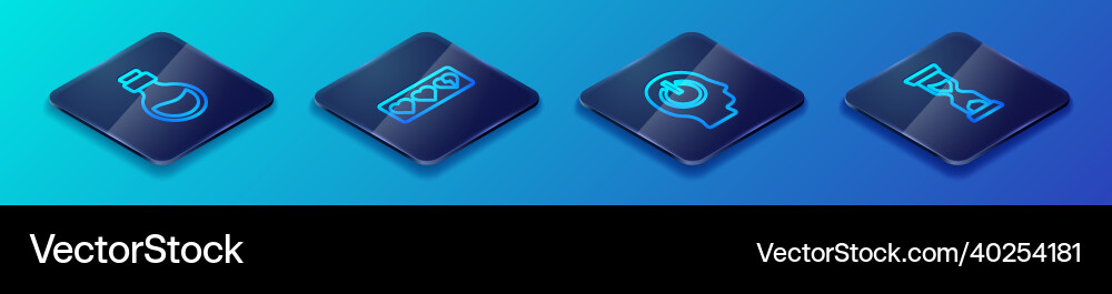 Set isometric line power button bottle with magic Set isometric line power button bottle with magic Vector Image
