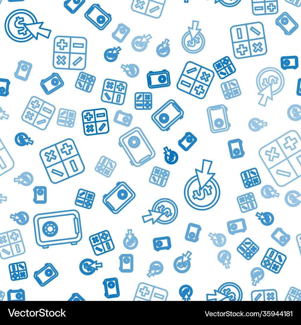 Set line safe cursor and coin calculator Set line safe cursor and coin calculator vector image