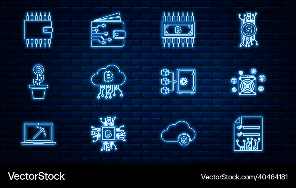 Set line smart contract asic miner Set line smart contract asic miner Vector Image